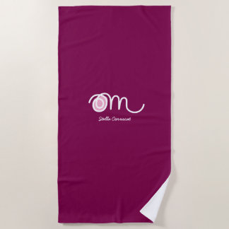 Serviette De Plage Minimaliste Om Manuscrit Personnalisé