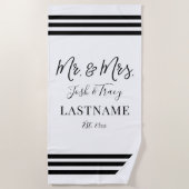 Serviette De Plage Minimaliste Personnalisé M. et Mme (Devant)