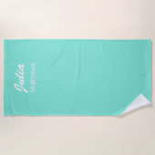 Serviette De Plage minimaliste personnalisé vert menthe (Devant)