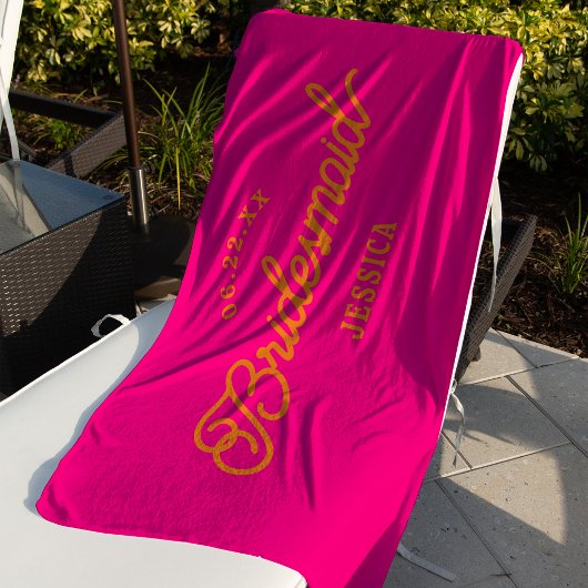 Serviette de plage minimaliste personnalisée rose 