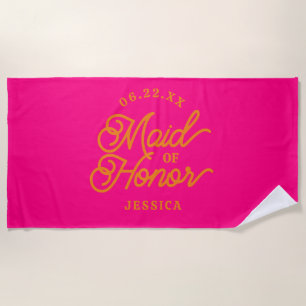 Serviette de plage minimaliste personnalisée rose