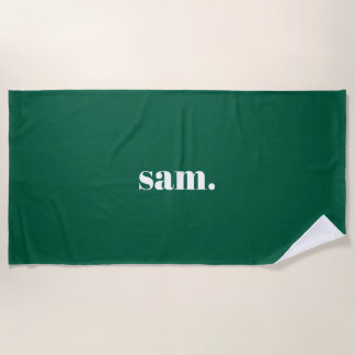 Serviette De Plage Minimaliste texte personnalisé gras vert