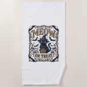 Serviette De Plage Minou ou traiter Chat Halloween Chat Fantomatique  (Devant)