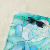 Serviette De Plage Mint Aqua Pearl Marbre or (En situation)