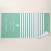 Serviette De Plage Mint Blanc Personnalisé Destination Mariage Faveur (Devant)