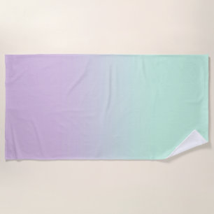 Serviette De Plage Mint Esthétique Pastel Et Ombre Gradient Lilac