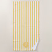 Serviette De Plage Mint French Beach Stripe Personnalisé Monogramme (Devant)