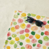 Serviette De Plage Mint Pink Yellow Green Fruity Dots (En situation)