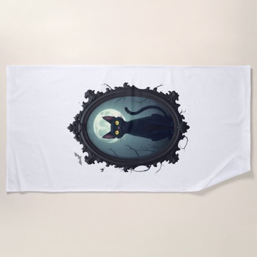 Serviette De Plage Miroir de chat hanté (Devant)