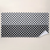 Serviette De Plage Miroir opposé point Polka noir et blanc (Devant)