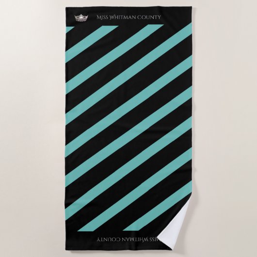Serviette De Plage Miss America Aqua Stripe SLVR Crown Beach Towne (Devant)