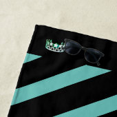 Serviette De Plage Miss USA Aqua Stripe Couronne Turquoise Beach Town (En situation)