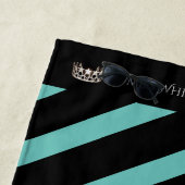 Serviette De Plage Miss USA Aqua Stripe SLVR Crown Beach Towne (En situation)