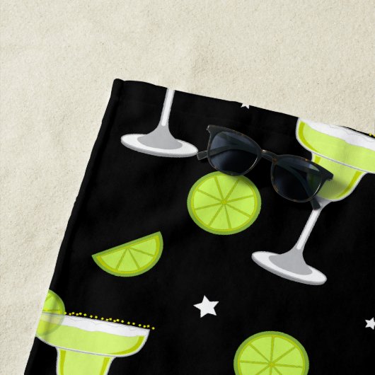 Serviette De Plage Mixologiste Cocktail Barman Vert élégant Noir (En situation)