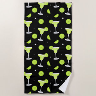 Serviette De Plage Mixologiste Cocktail Barman Vert élégant Noir