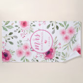 Serviette De Plage Mme Date Aquarelle rose pâle (Devant)