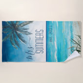 Serviette De Plage Mme. Mariée nouvellement mariée Monogram Aquarelle (Devant)