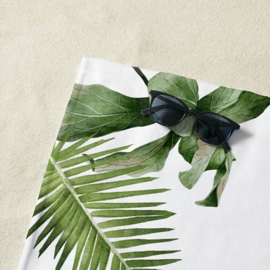 Serviette De Plage Mme. Mariée nouvellement mariée Monogramme Feuille (En situation)