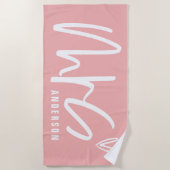 Serviette De Plage MME moderne cadeau d'écriture de manuscrit de (Devant)