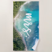 Serviette De Plage Mme Newlysée Beach Photo Bride Personnalisée (Devant)