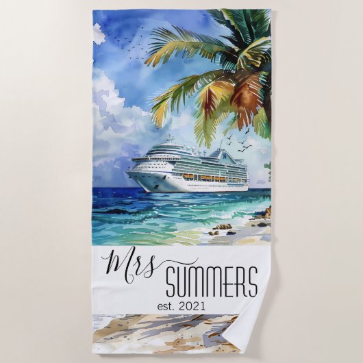 Serviette De Plage Mme Newlysée Bride Beach Cruise (Devant)