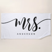 Serviette De Plage Mme Noir Et Blanc Mariée Neuf Personnalisée (Devant)