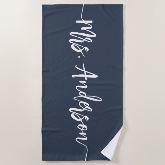 Serviette De Plage Mme Nouveau nom Mariée Mariage Lune de miel (Devant)