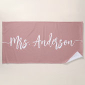 Serviette De Plage Mme Nouvelle Nom Mariée Lune de Miel (Devant)