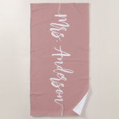 Serviette De Plage Mme Nouvelle Nom Mariée Lune de Miel (Devant)