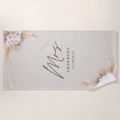 Serviette De Plage Mme pampas séché botanique mariage élégant (Devant)