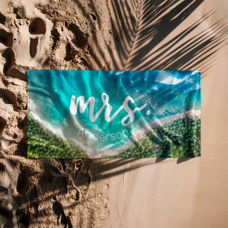 Serviette De Plage Mme Photo de plage de jeune mariée personnalisée