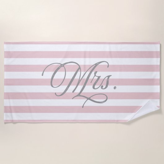 Serviette De Plage Mme | Robe rayée rose (Devant)