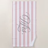 Serviette De Plage Mme | Robe rayée rose (Devant)