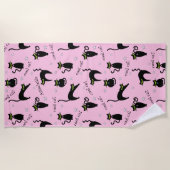 Serviette De Plage Mod Black Cats Nom et phrase personnalisés (Devant)