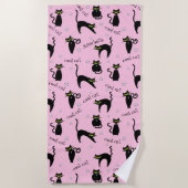 Serviette De Plage Mod Black Cats Nom et phrase personnalisés (Devant)