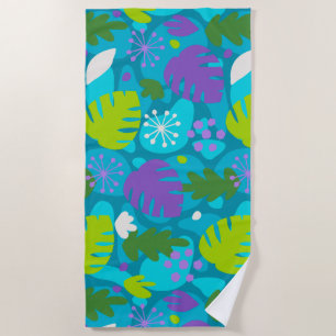 Serviette De Plage Mod Feuille Monstera Abstrait Hawaiien Tropical -T