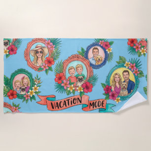 Serviette De Plage "Mode Vacances" Photo de Famille Plage