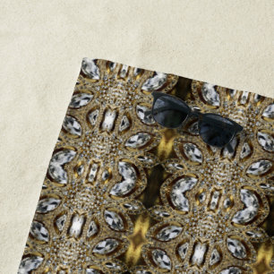 Serviette De Plage mode vintage bohème argent noir et or