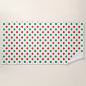Serviette De Plage Modèle à pois blancs rouges et verts (Devant)