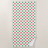 Serviette De Plage Modèle à pois blancs rouges et verts (Devant)
