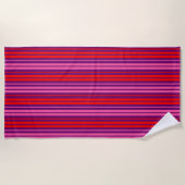 Serviette De Plage Modèle à rayures verticales rose rouge pourpre (Devant)