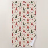 Serviette De Plage Modèle de fête de gnome de Noël (Devant)