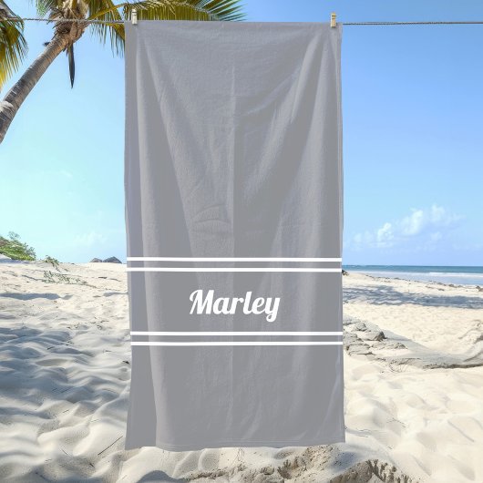 Serviette De Plage Modèle de script de monogramme de nom minimal mode