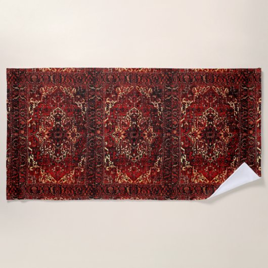 Serviette De Plage Modèle de tapis oriental en rouge foncé (Devant)