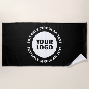 Serviette De Plage Modèle de texte circulaire modifiable et votre log