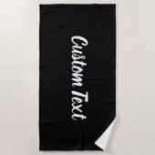 Serviette De Plage Modèle de texte de script noir et blanc simple (Devant)