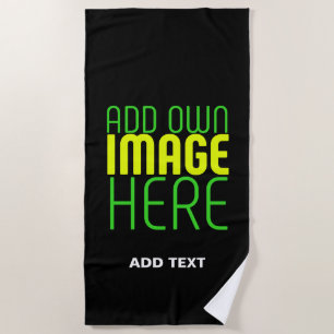 SERVIETTE DE PLAGE MODÈLE DE TEXTE D'IMAGE NOIRE SIMPLE ET MODERNE