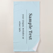 Serviette De Plage Modèle de texte simple et élégant | Bleu Clair (Devant)