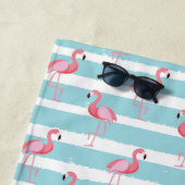 Serviette De Plage Modèle Flamingo rose mou (En situation)