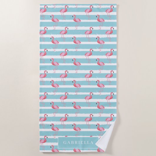 Serviette De Plage Modèle Flamingo rose mou (Devant)